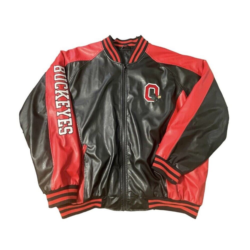 Steve & Barry Ohio State Buckeyes NCAA Faux Leather Jacket Black & Red XXL Men